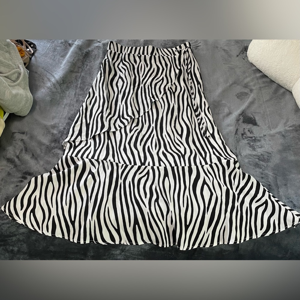 Zebra Print Midi Skirt